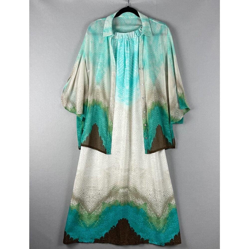 Chicos Bahama Breeze Dress Tunic Set Womens 1.5 Small Flowy Coastal Resort Aloha